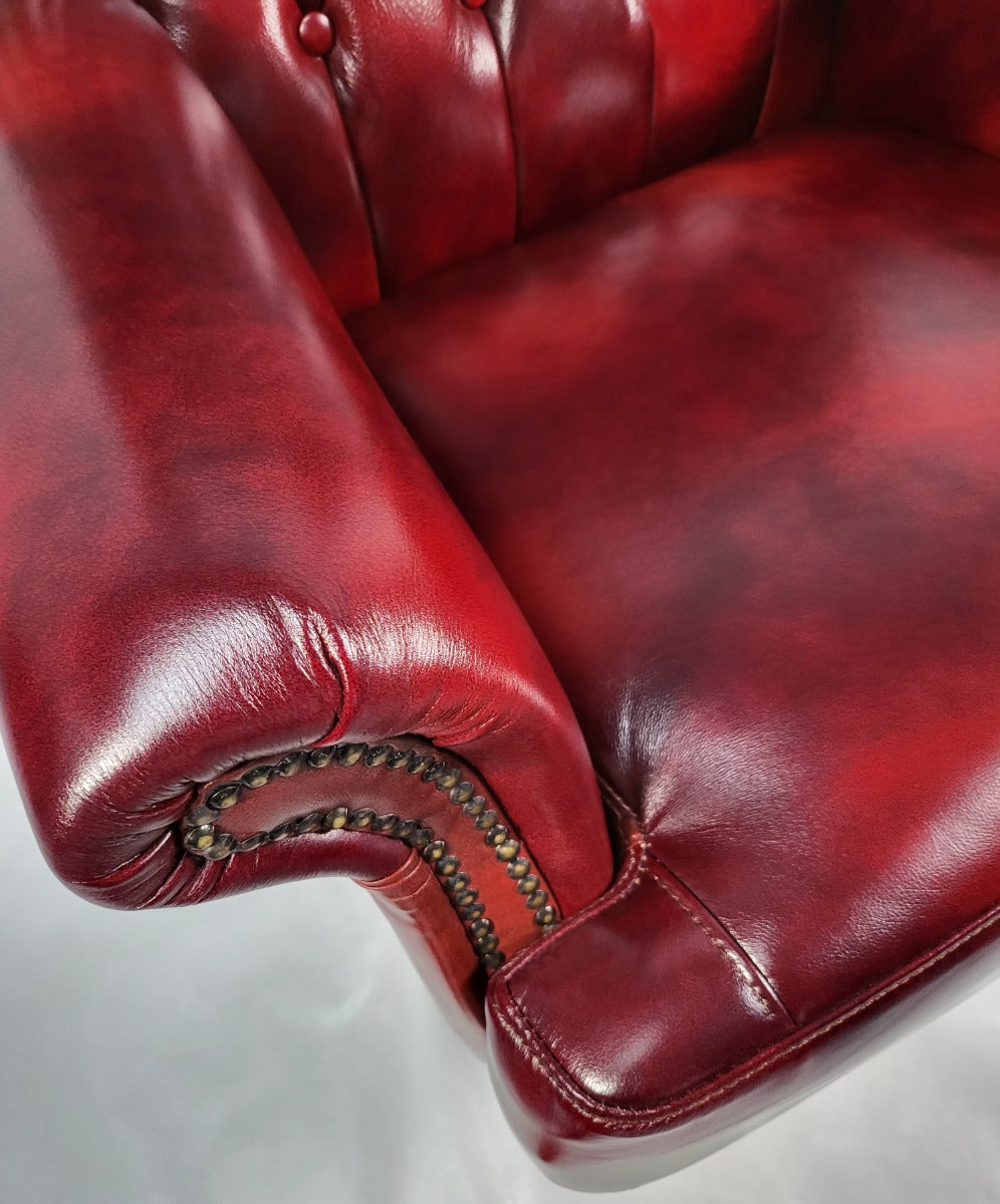 Genuine Burgundy Leather Chesterfield Traditional Office Chair - 9927